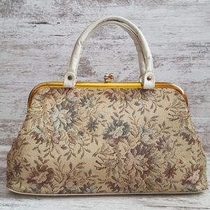 ⚀Vintage 30s 40s Cream Floral Tapestry